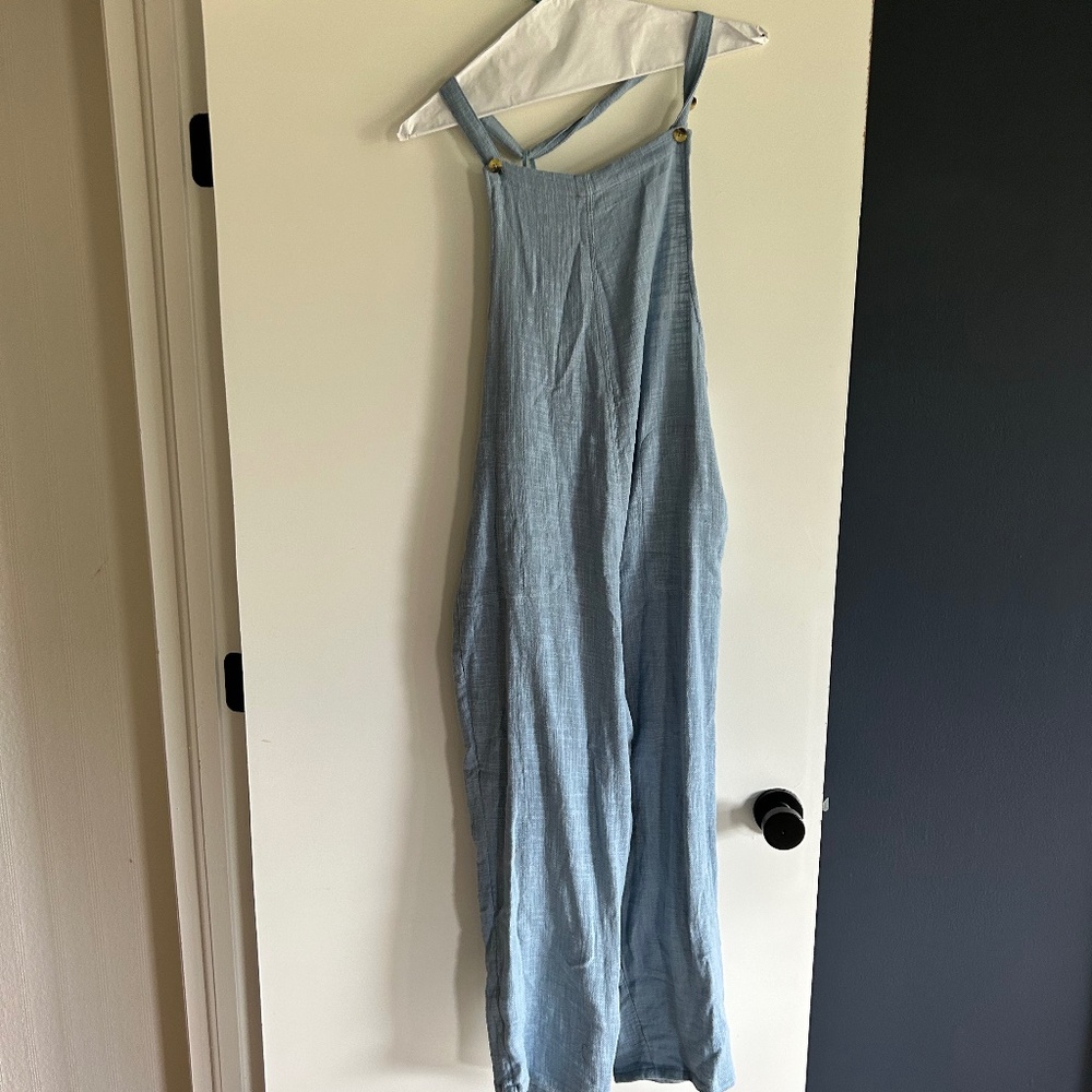 Light Blue Linen Free People Overalls
